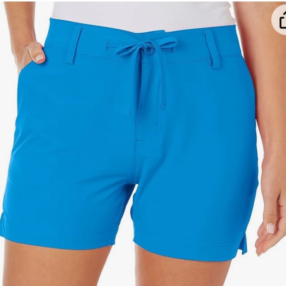 Reel Legends Reel-Tec Womens Solid Daphne Blue Woven Drawstring Shorts Size PXL